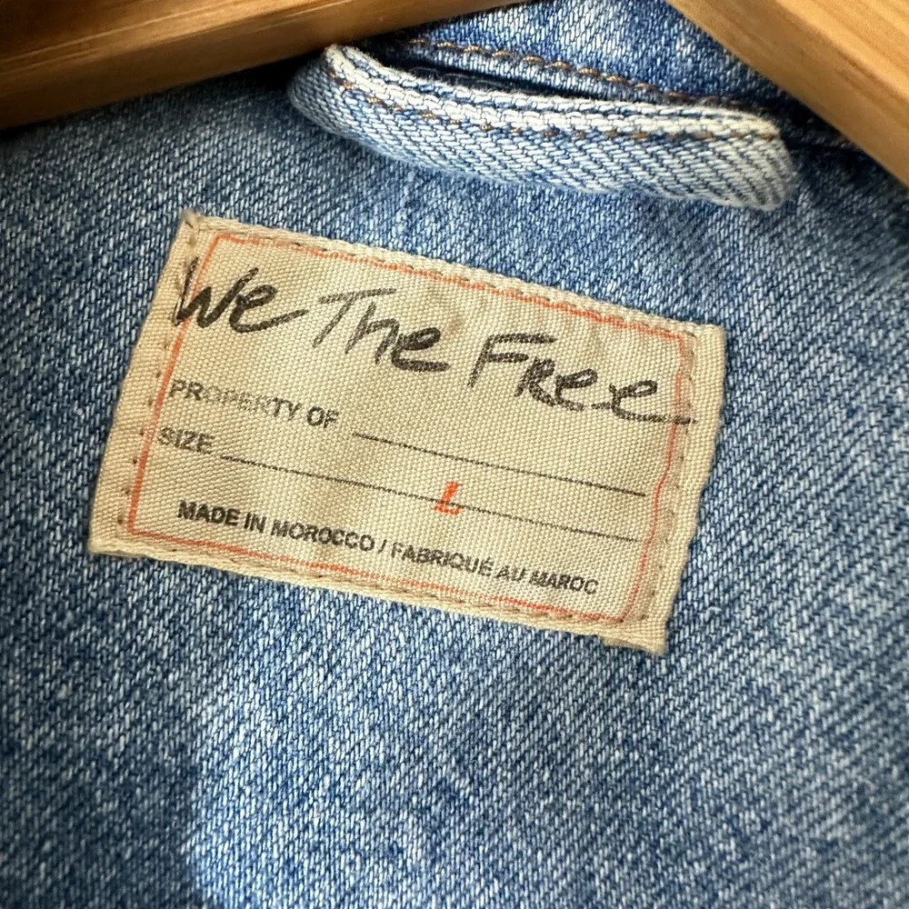 We the Free Opal Swing Denim Jacket L Blue Oversized Trucker Relaxed Slouchy